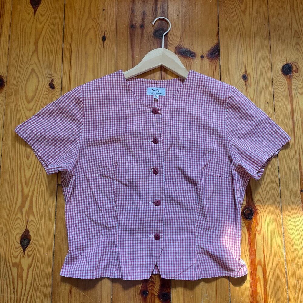 Vintage Gingham Red/White Top - Women's S (EU42)
